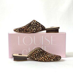 New Louise et Cie Coolia Genuine Calf Hair Leopard Print Mule Sandal Size 7.5